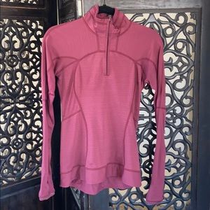 Lululemon half-zip maroon/gray pinstripe.